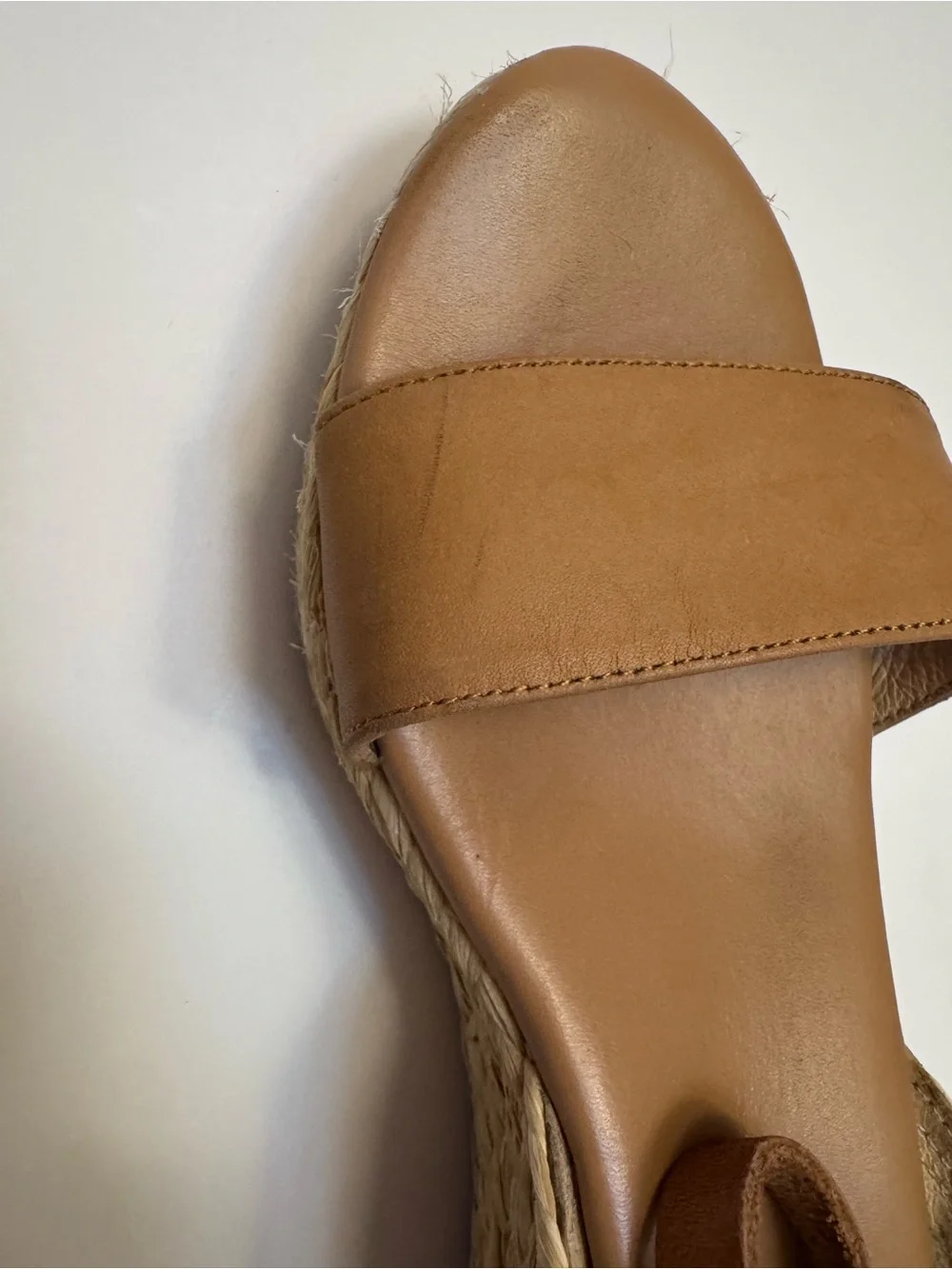 Matt Bernson Tan Leather Espadrille Platform Wedge Coastal Summer Sandals